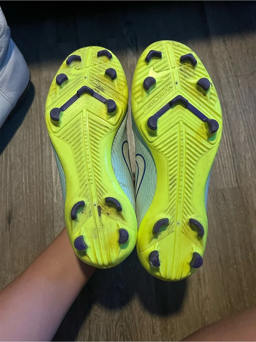 Nike Kids Light Blue and Blue Athletic Cleats